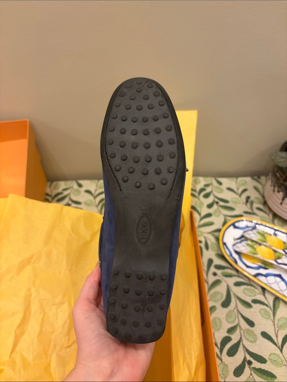 Women’s Blue Suede Driving Loafers - Picture 3 of 3